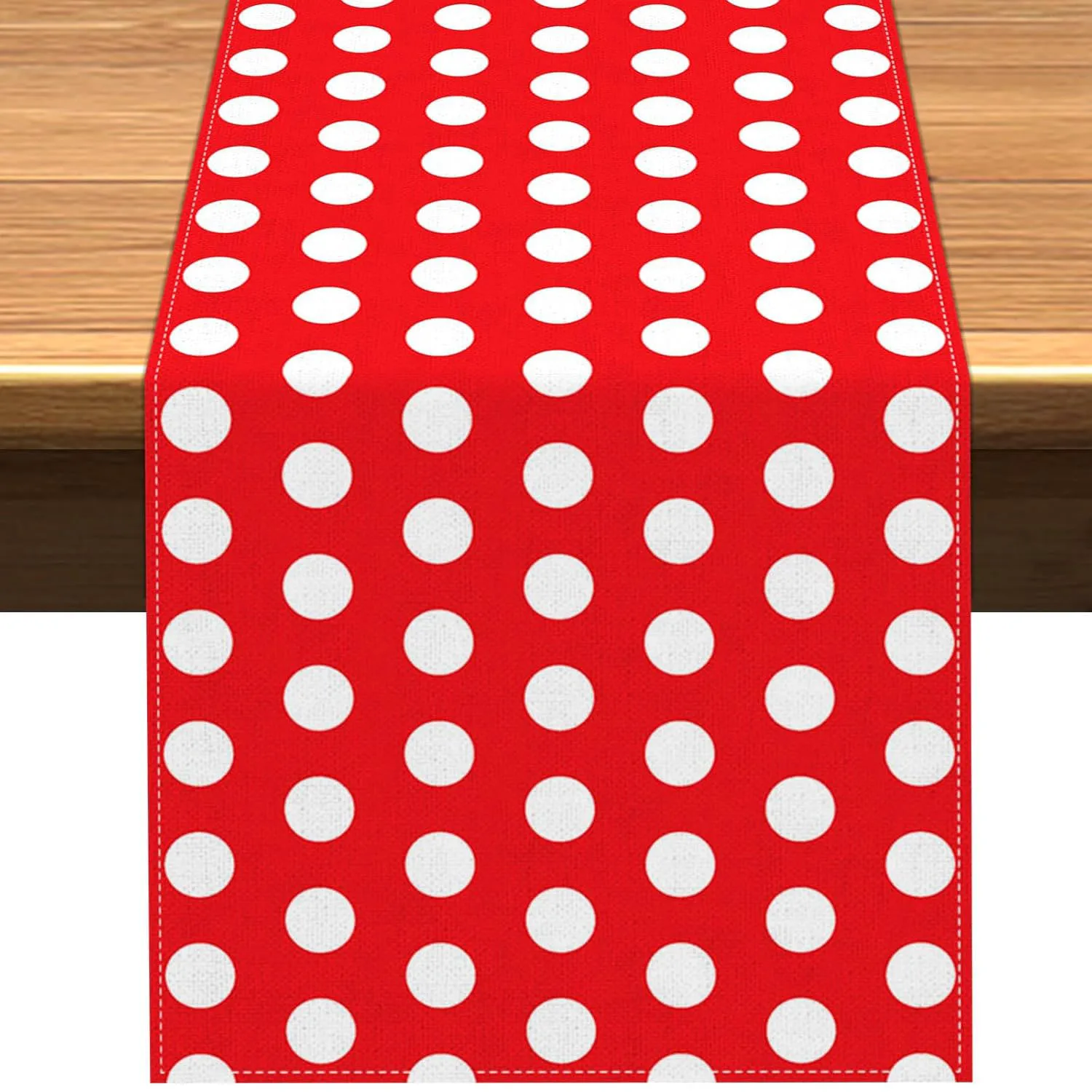 Red Polka Dot Table Runner Mouse Themed Birthday Party Decoration Baby Shower Dining Room Home Kitchen Island Decor (Red)