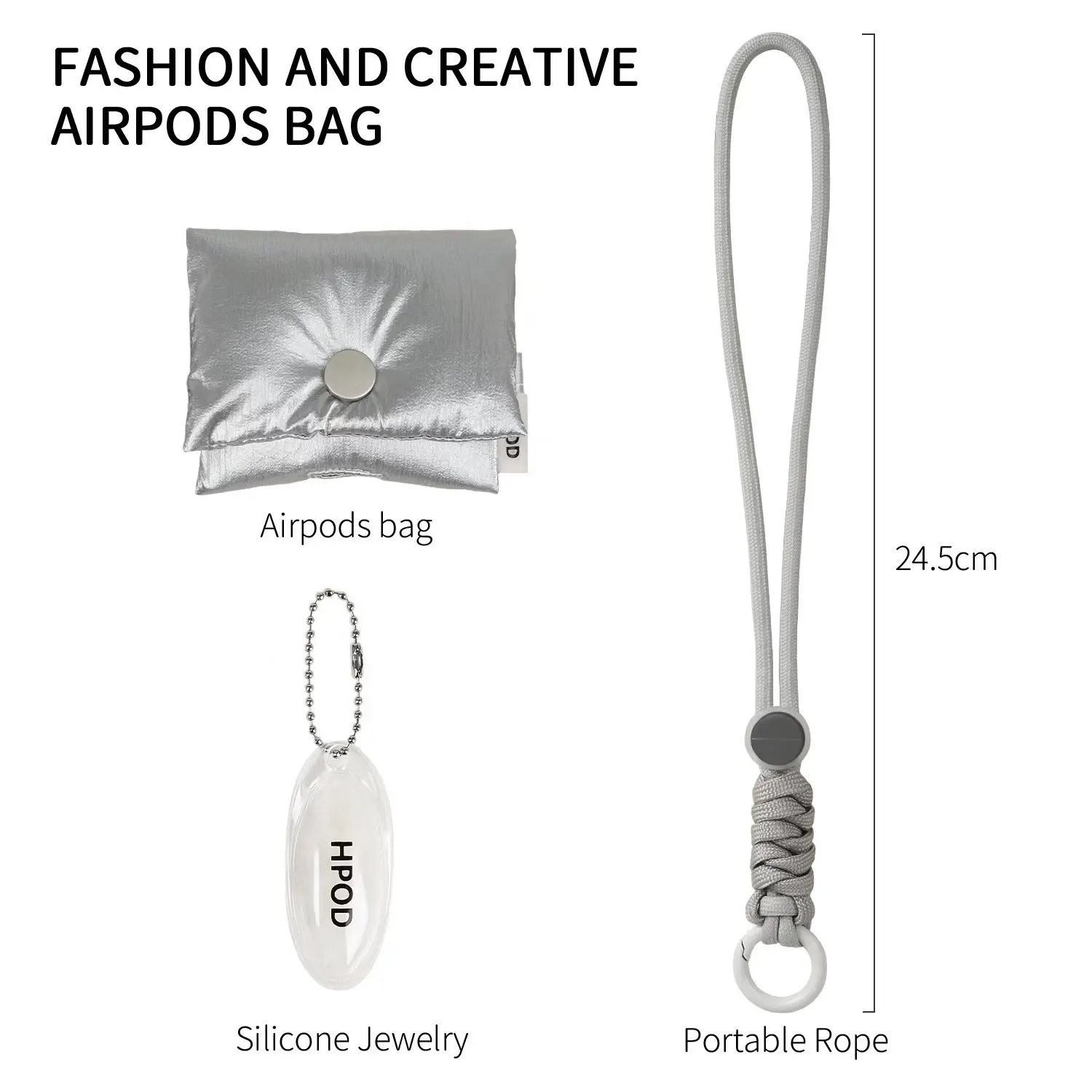 Compatibile con la custodia AirPods 4th/Pro, borsa per cuffie trapuntata imbottita in cotone alla moda e alla moda con corda portatile