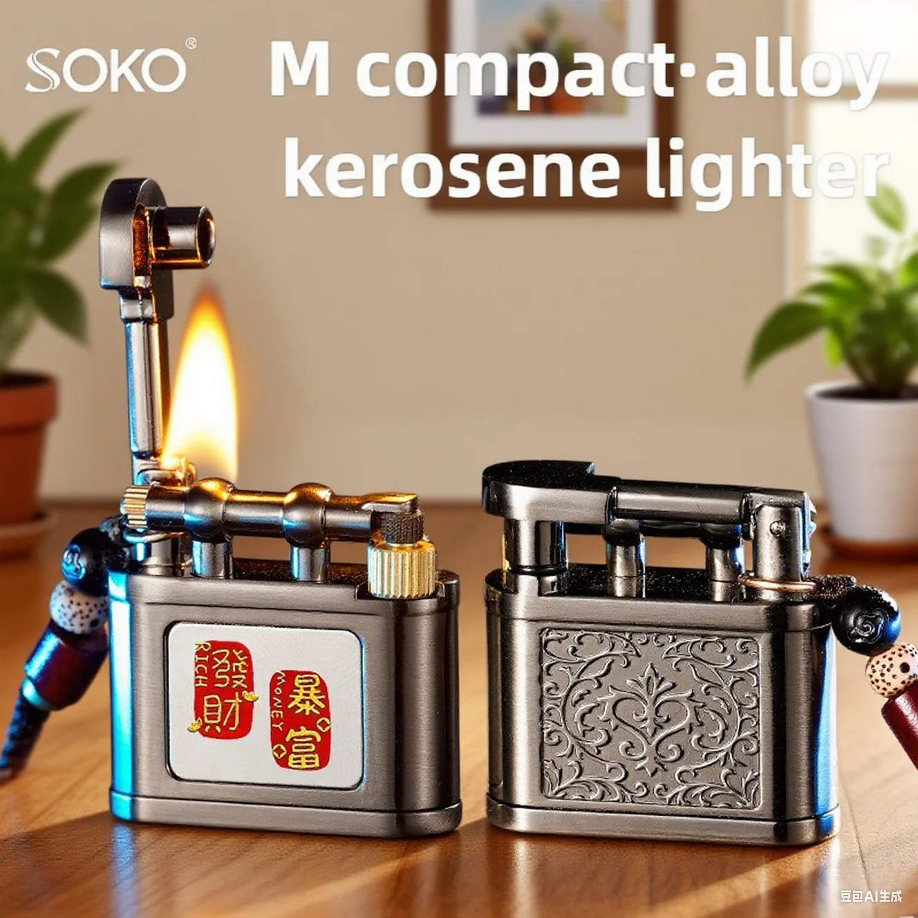 

2025 Now Creative Vintage Pendant Lighter, Side Slide Ignition, Mini Small Men's Cigarette Lighting Gadget Cigarette Accessories