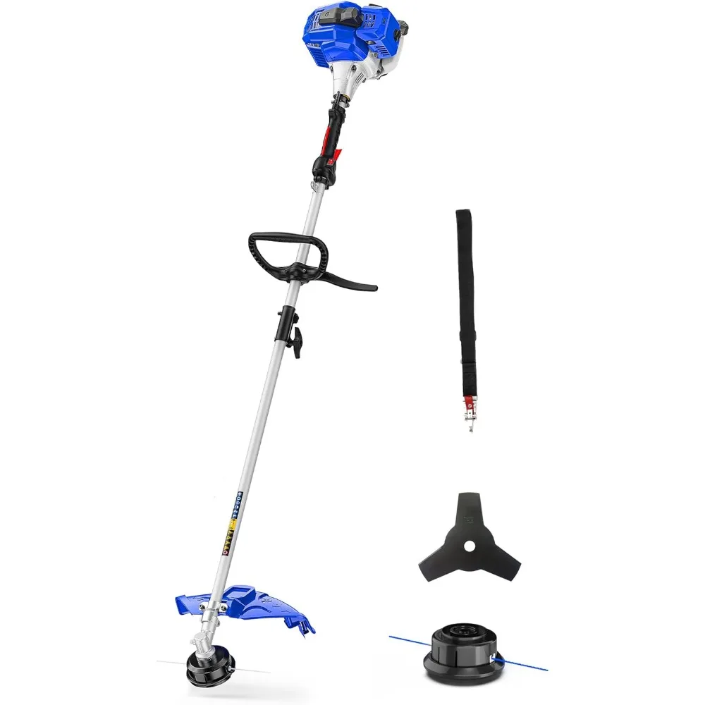 

26cc Weed Wacker Gas Powered, 3 in 1 String Trimmer/Edger 17'' with 10'' Brush Cutter,Rubber Handle & Shoulder Strap Included