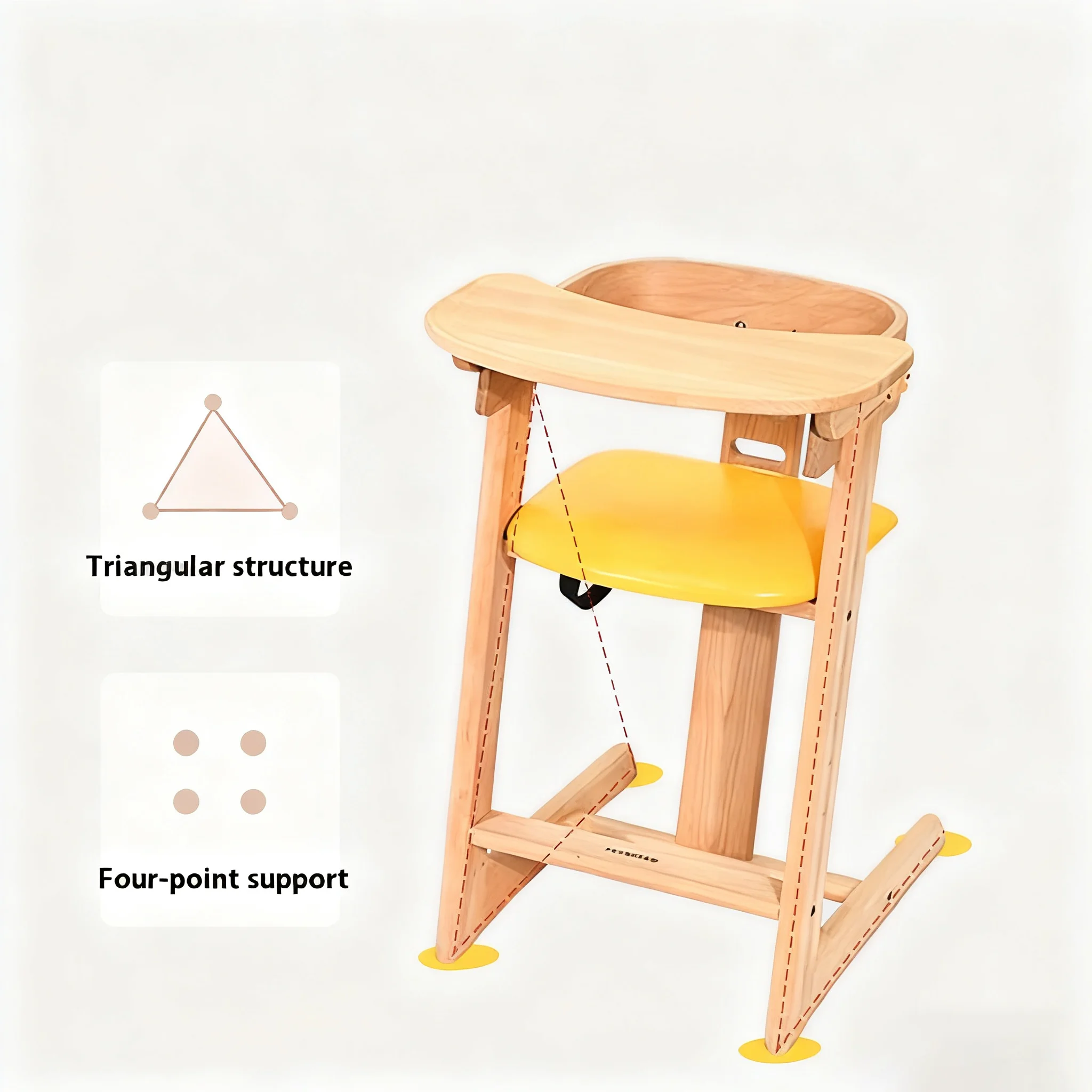 كرسي طعام للأطفال من خشب الزان الصلب الاسكندنافي كرسي طعام للأطفال مع ميزة الرفع ألعاب الأثاث #3
