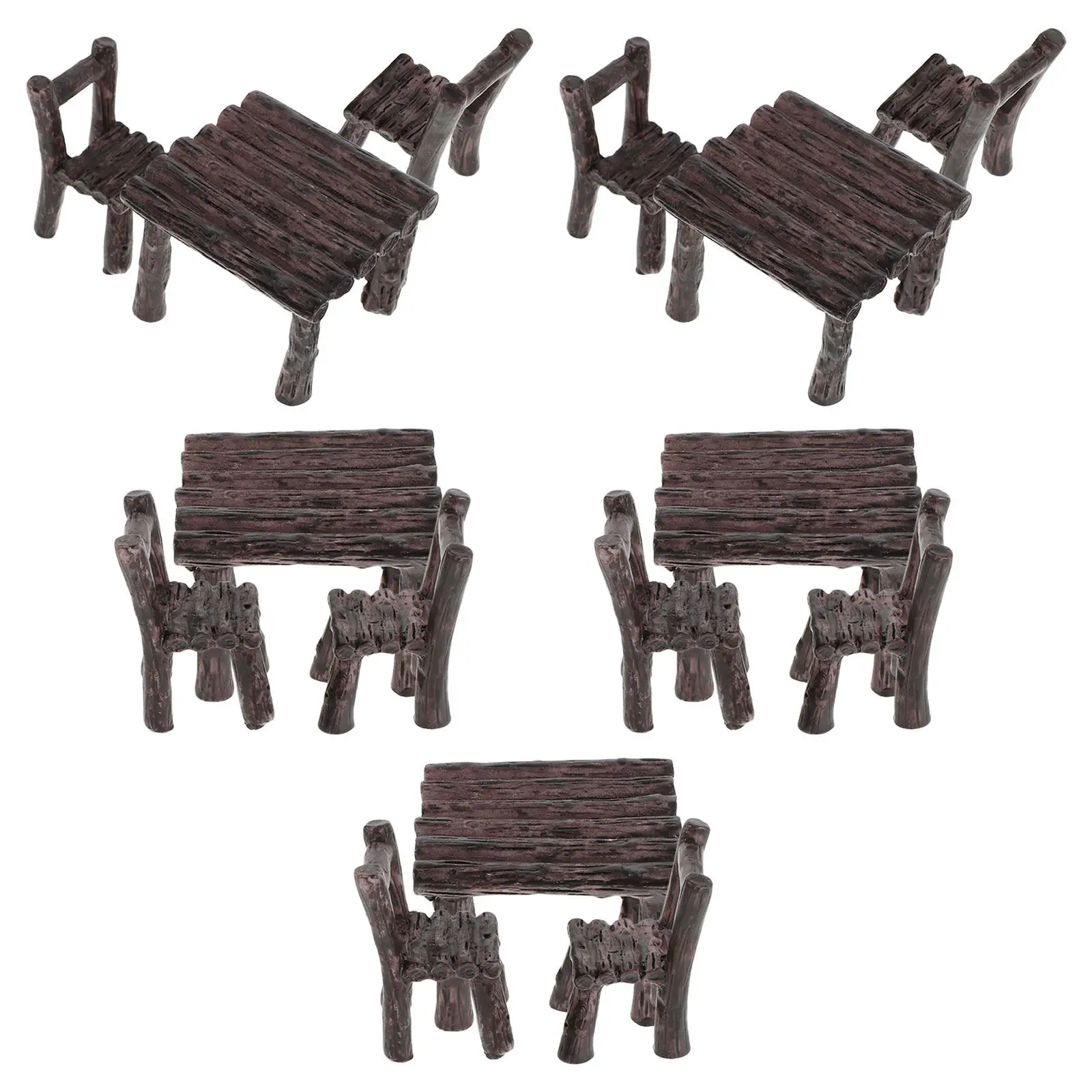 

5Set Children's Furniture Set Miniature Resin Tiny Table Chairs Living Room Decoration Toddler Chair Desk Set Creative Play Mini
