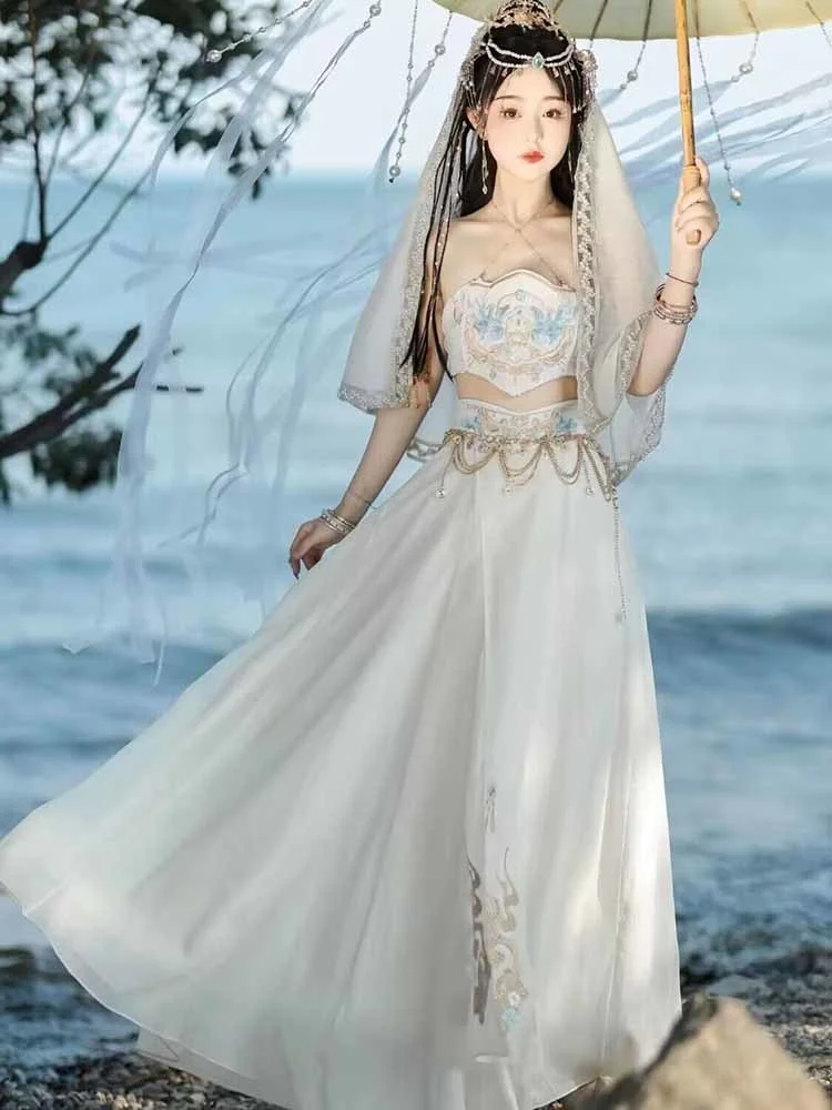 

Arab Princess Costume Women's Indian Dance Dress Embroidered Costume Hanfu White Party Role Playing Fancy Costume