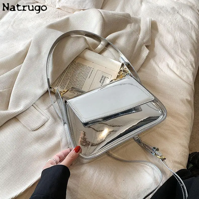 Silver Chic Women Armpit Bag 2023 Brand Luxury Designer Laser Female Shoulder Bags Party Clutches Trend Lady Purses And Handbags