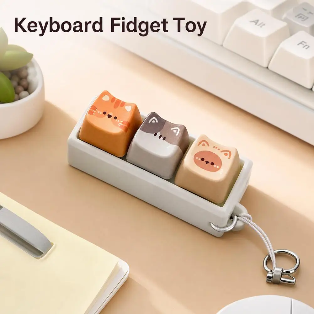 Cute Cat Mechanical Keyboard Keycap Phone Charm Mini Keycap Strap Pendant Lanyard Keychain Bag Accessory