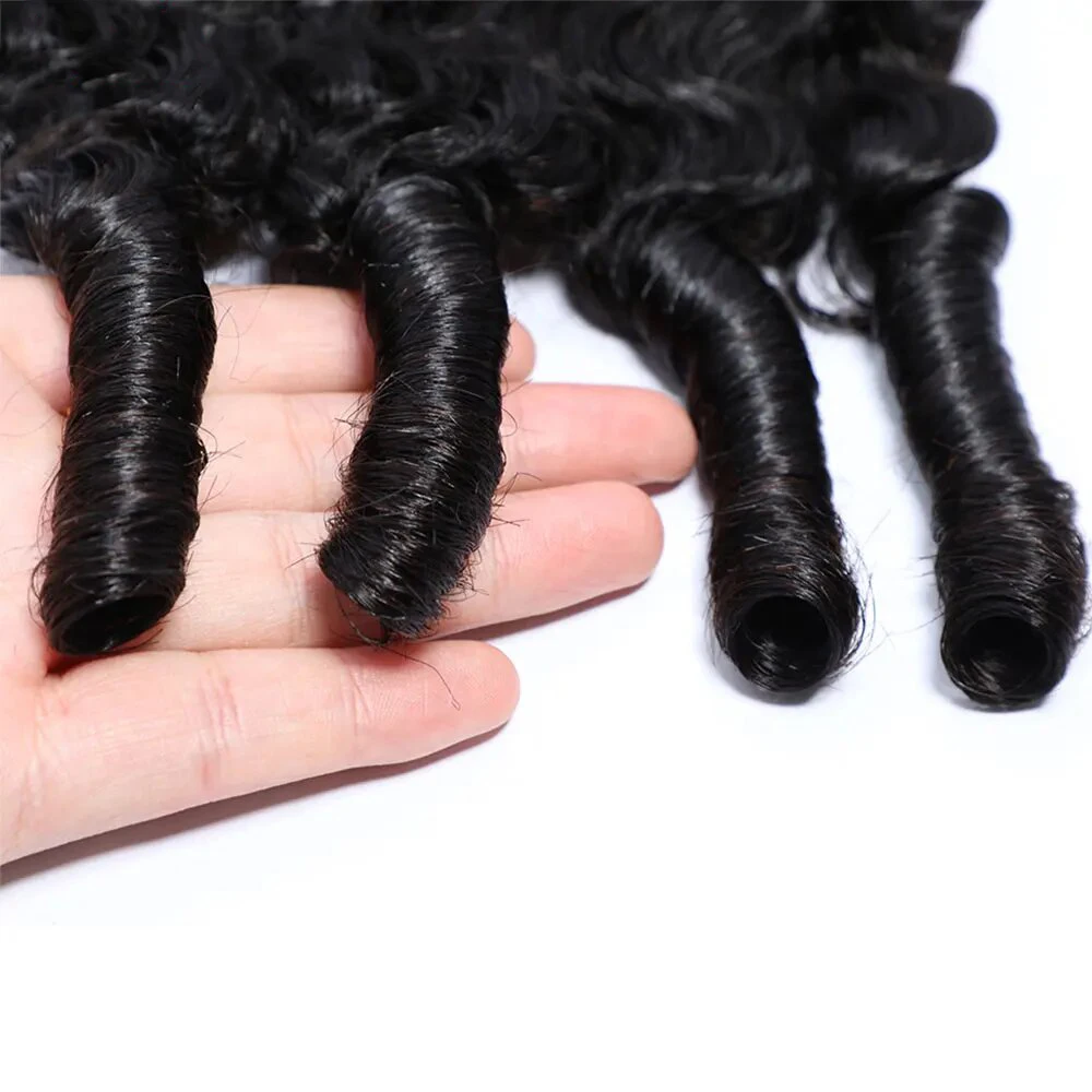 Alibele Human Hair Bundles Hair Extensions Burmese Curly Hair Bundles 12A Grade Remy Hair Weave Bundles Natural Black Wholesale