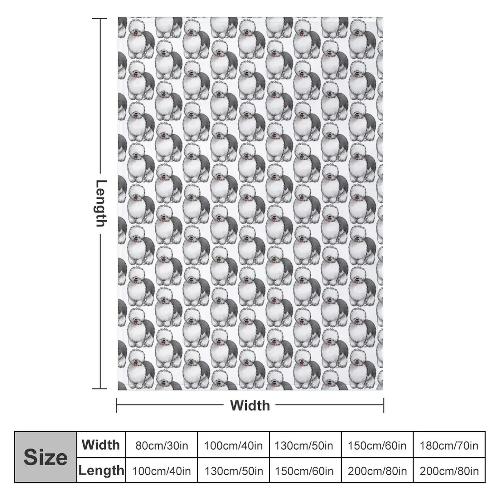 Old English Sheepdog Throw Blanket couch cozy soft plush fuzzy picnic outdoor blanket