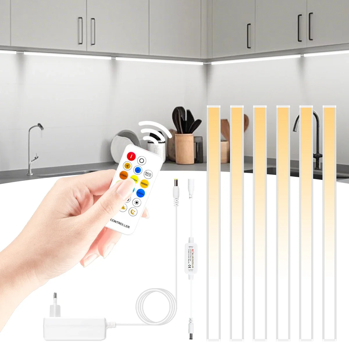 10PCS 6PCS Set 48CM CCT LED Bar Light ALuminum 2700K-6500K Dimmable Integrated Lighting With Remote Control Kitchen Living Room