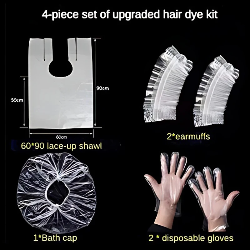 

4-in-1 Hair Dye Tool 25pcs Disposable Hair Dyeing Kit 4-Piece Set Cape Overcoat Earmuffs Shower Cap Gloves And Protective Gear