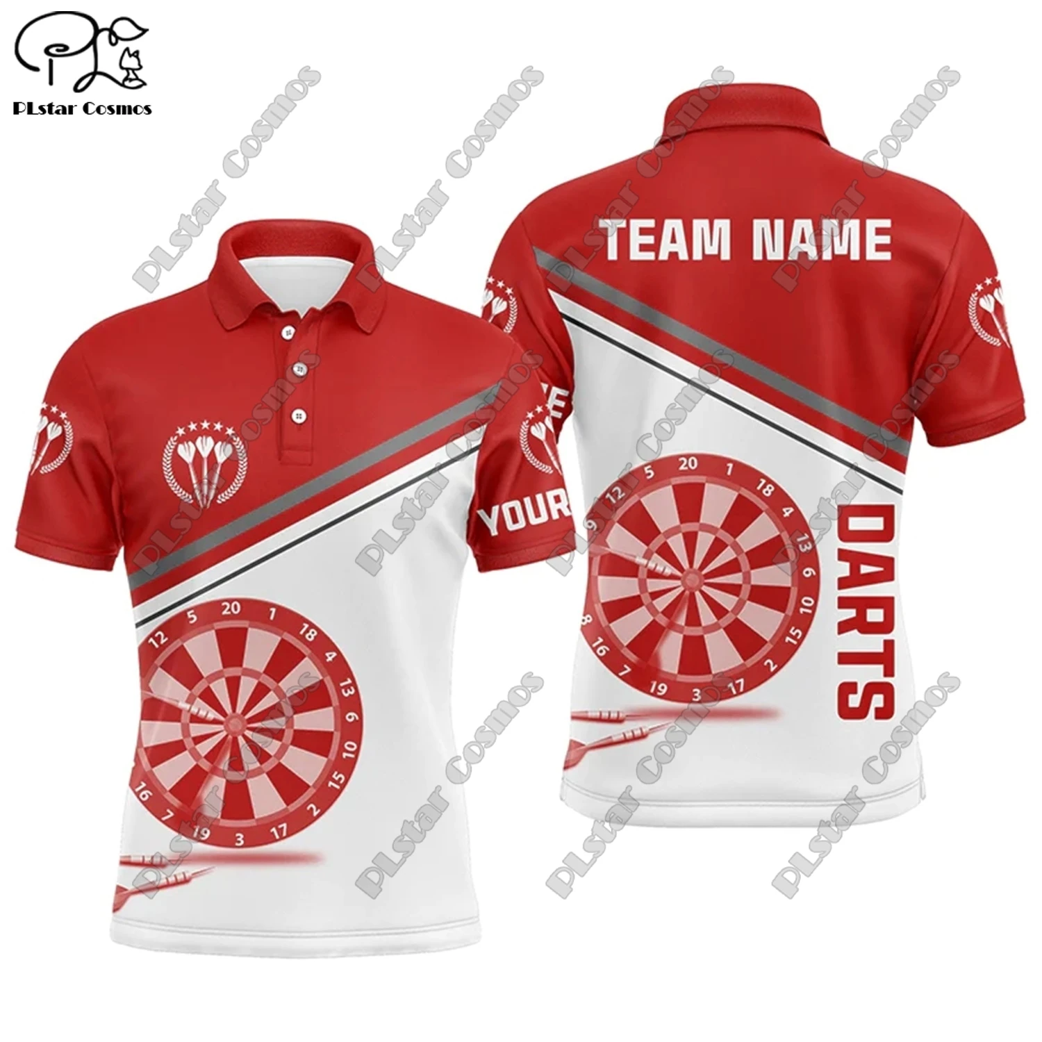 New Colorful Flame Throwing Darts Polo Shirt Customized Name Unisex 3D Printed Darts Club Polo Shirt F-3