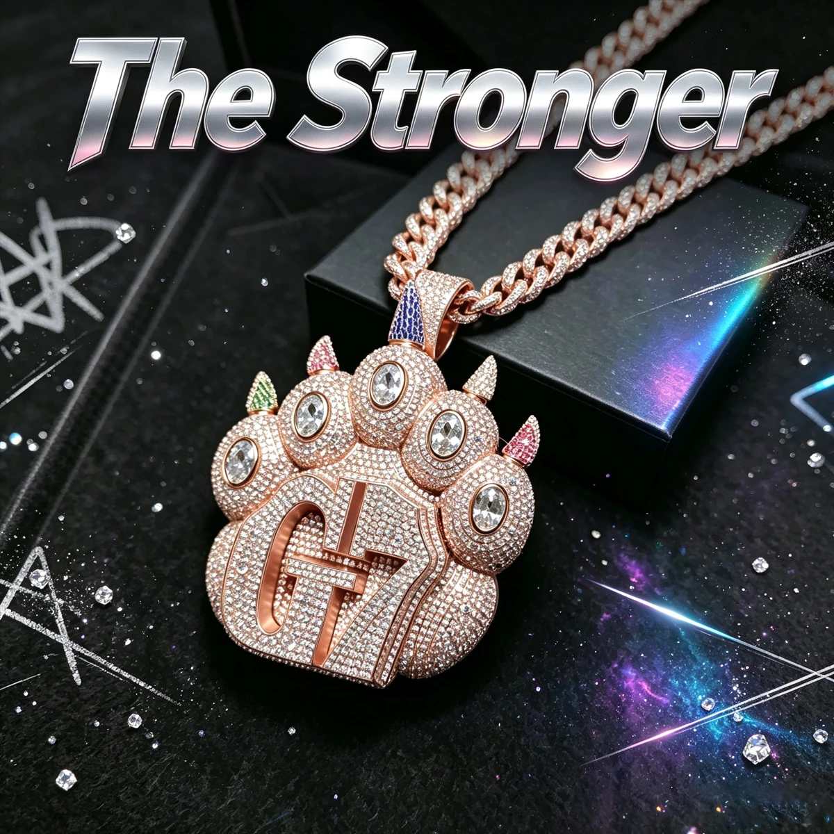 Iced Out G7 Paw Hip‑Hop Pendant Heavy Full Micro Paved Zircon Stones 18K Gold Plated Bold Bling Statement Fine Jewelry Gift Unique Bear Claw Shape Charm For Men Shiny Street Accessory Perfect For Rap Party Wear Trendy Urban Hip‑Culture Necklaces Charm