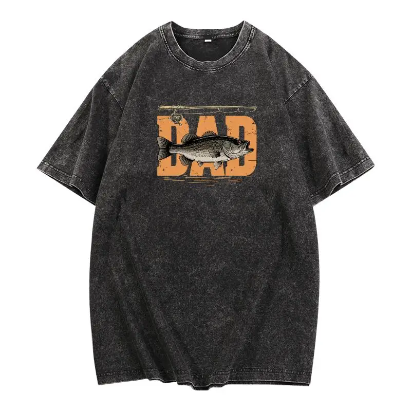 

Washed T - Shirt for Fishing Enthusiast Dads: Flaunt 'Dad' with a Fishing - themed Design