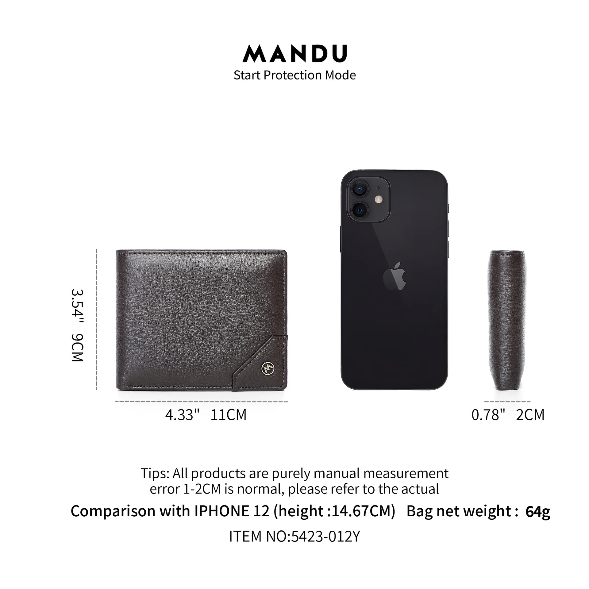 محفظة رجالية، حامل نقود من الجلد الطبيعي مضاد للسرقة، سعة كبيرة ومتعددة الفتحات لتخزين بطاقة SIM الفضفاضة، محفظة عمل