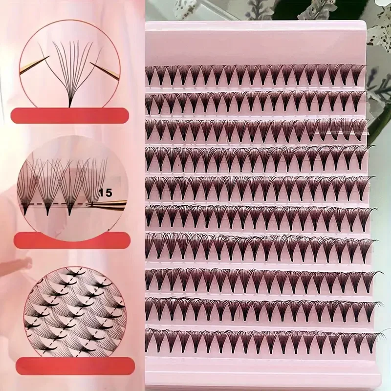 200Pcs Premade Fans Eyelash Extensions, C/D Curling, 9-16mm Lengths for Dramatic Volume & Charming Eye Makeup, Low Allergenic