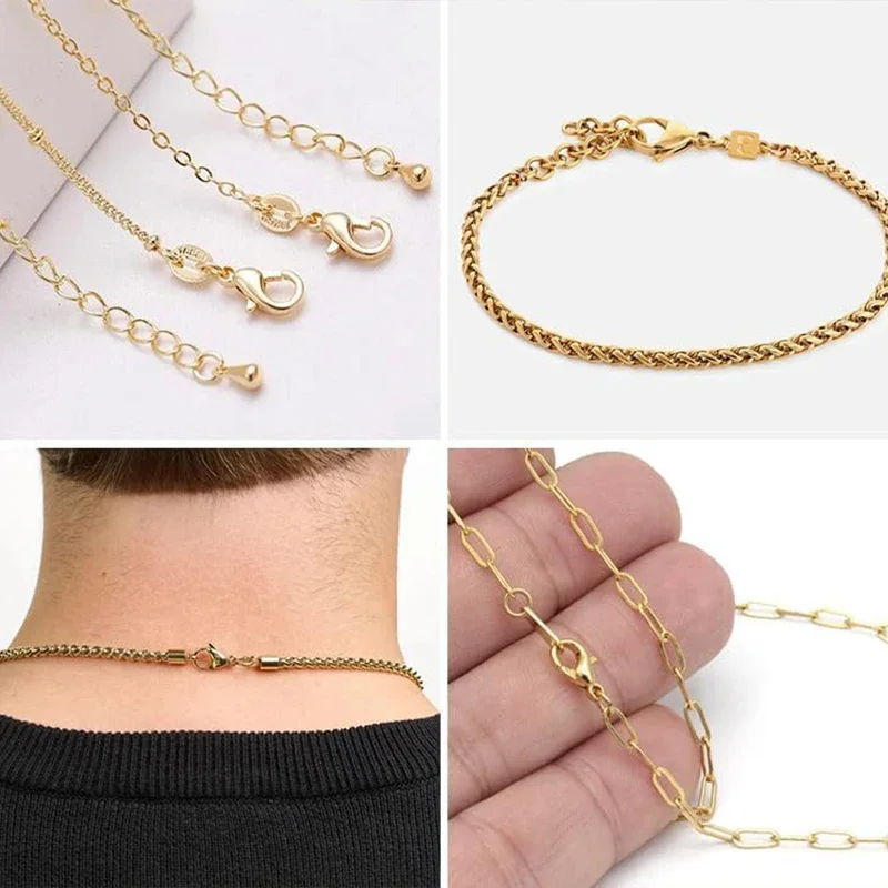 ตัวล็อคแบบก้ามปูชุบทอง 18K จำนวน 20 ชิ้น ขนาด 10/12/14 มม. ตัวล็อคแบบก้ามปูทองแดงสำหรับทำเครื่องประดับ DIY สร้อยคอ สร้อยข้อมือ