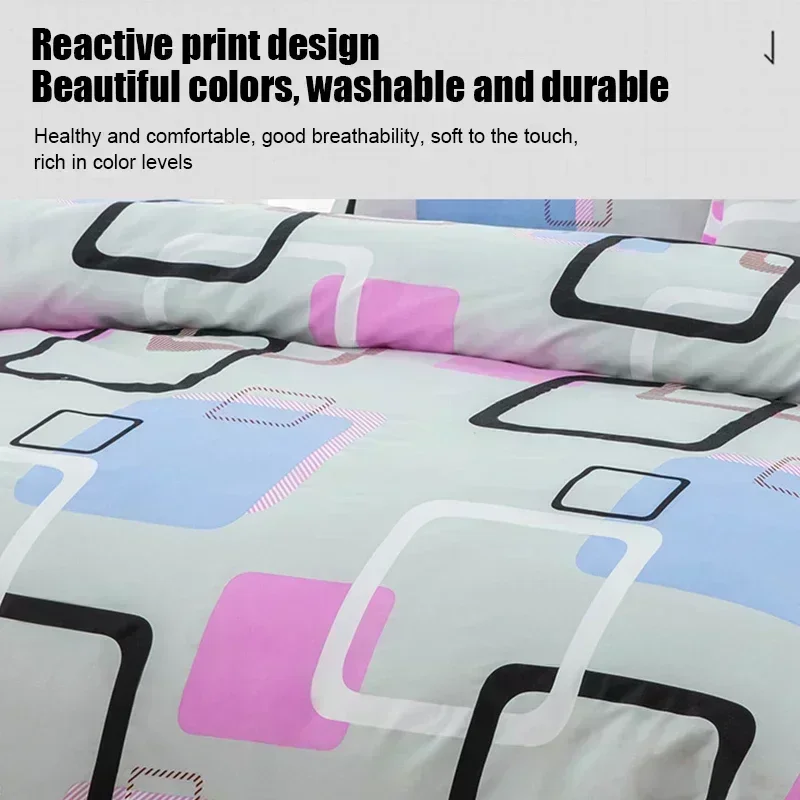 

1/3pcs Geometric Pattern Bedding Fashion Printed Quilt Cover Multi Size Soft Breathable Duvet Covers Pillowcase 이불커버