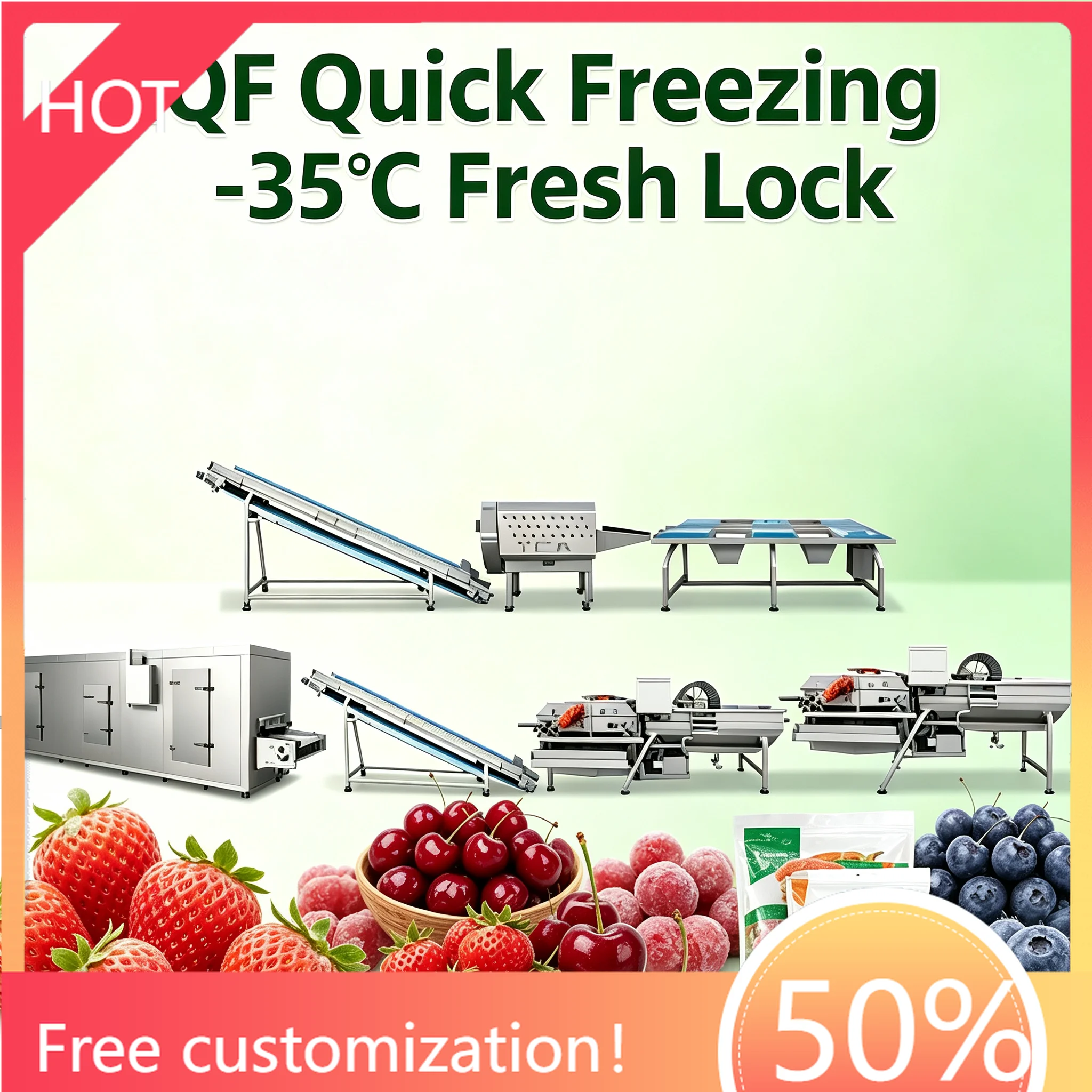 Integrated Quick‑Freezing System For Fruit Vegetable Full Automatic Frozen Vegetable Production Workshop Processing Machinery