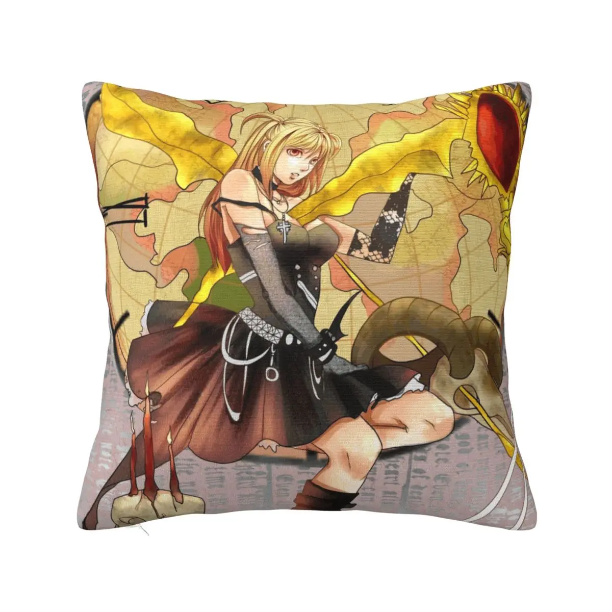 Funda de almohada de Anime Misa Amane Death Note Japón Manga fundas de cojín decoración creativa de poliéster funda de almohada para el hogar 18 "x 18"