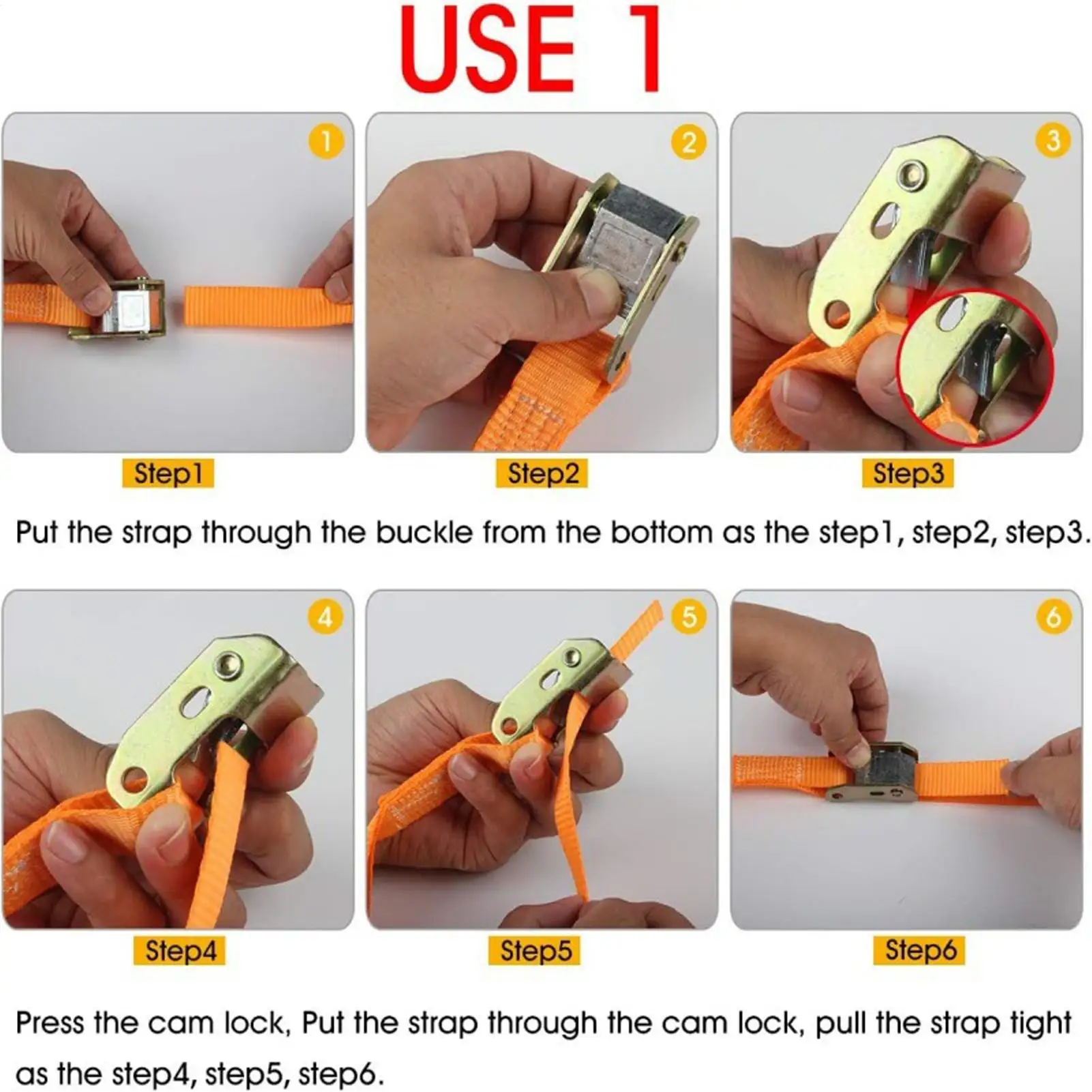 Cargo Straps With Hooks 2-Piece Quick Lock Support Rope With Buckle Tie Down Cargo Securing Straps For Trailer Motorcycle