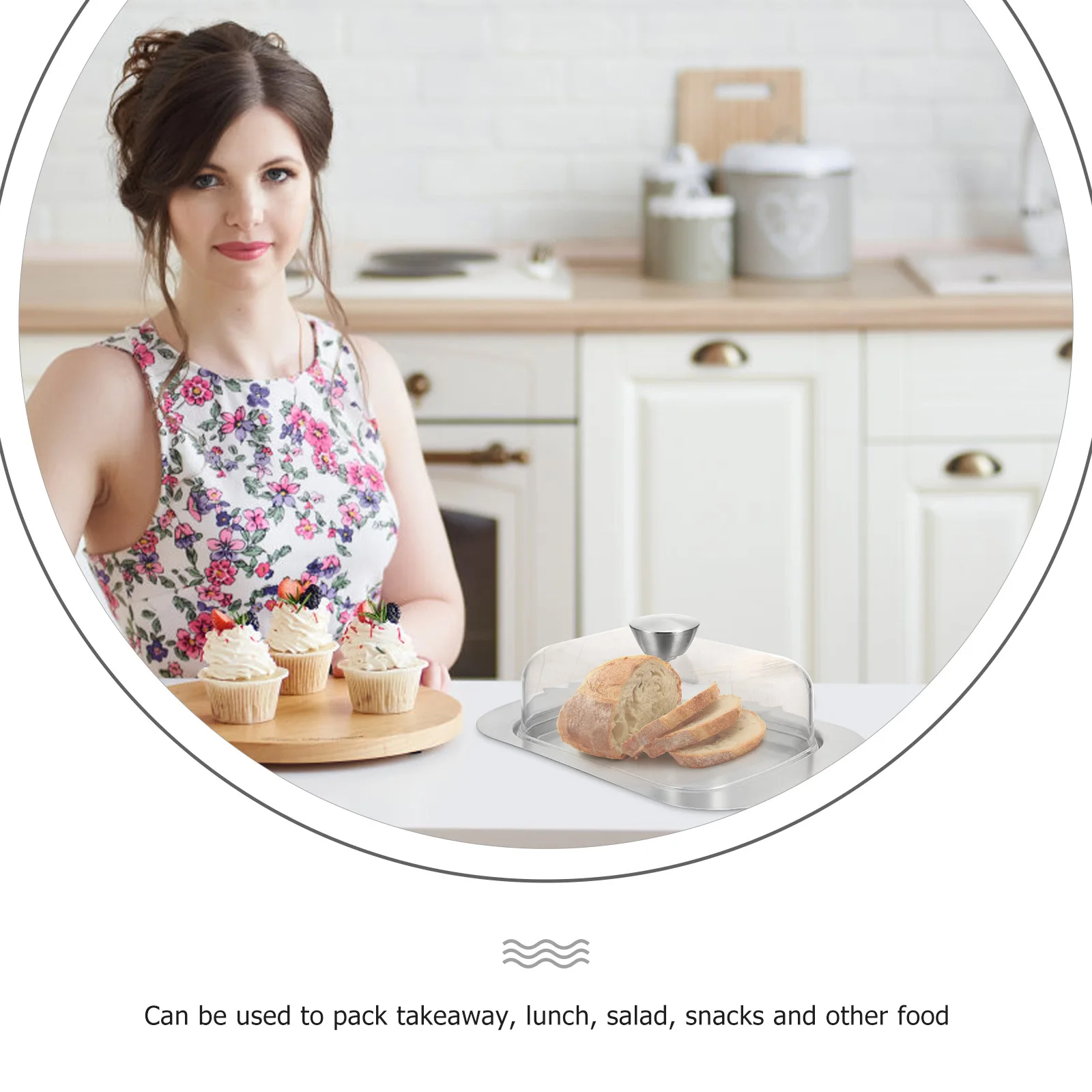 

1Pcs Butter Plate Clear Cover Stainless Steel Kitchen Storage Box Food Container Household Tableware Butter Dish Cheese