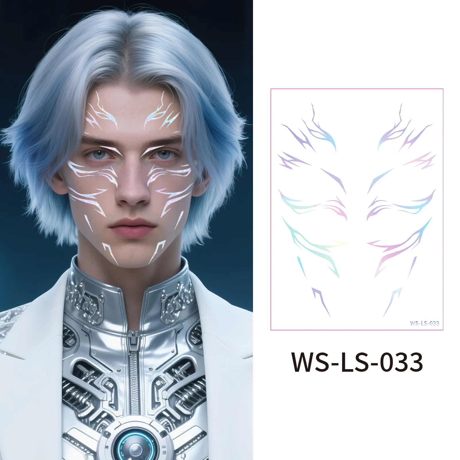 Laser tatuagem temporária adesivos anime cosplay palco desempenho maquiagem à prova dwaterproof água adesivo facial decorações de festa de halloween