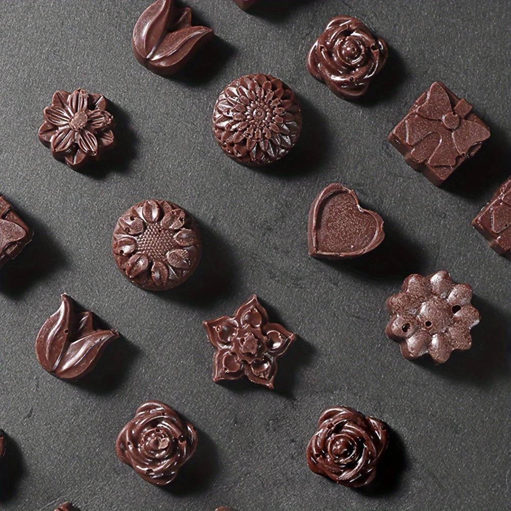 4 Flower-Shaped Chocolate Candy Molds Made of Silicone, Food-Grade Non-Stick Jelly Molds, Crayon Molds, Silicone Baking Molds, Bpa-Free, Including Flower, Heart, Tulip, Rose Shapes view 5
