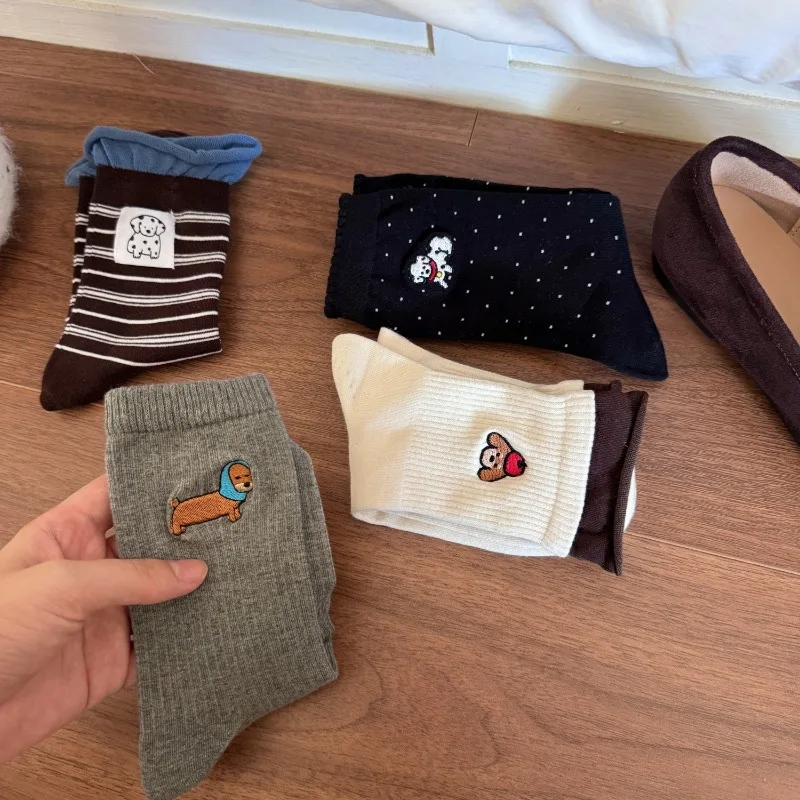 

SP & CITY мультфильм вышитая колбаса собака хлопковые носки женские модные носки без костей средние носки-трубы повседневные милые мягкие дышащие носки