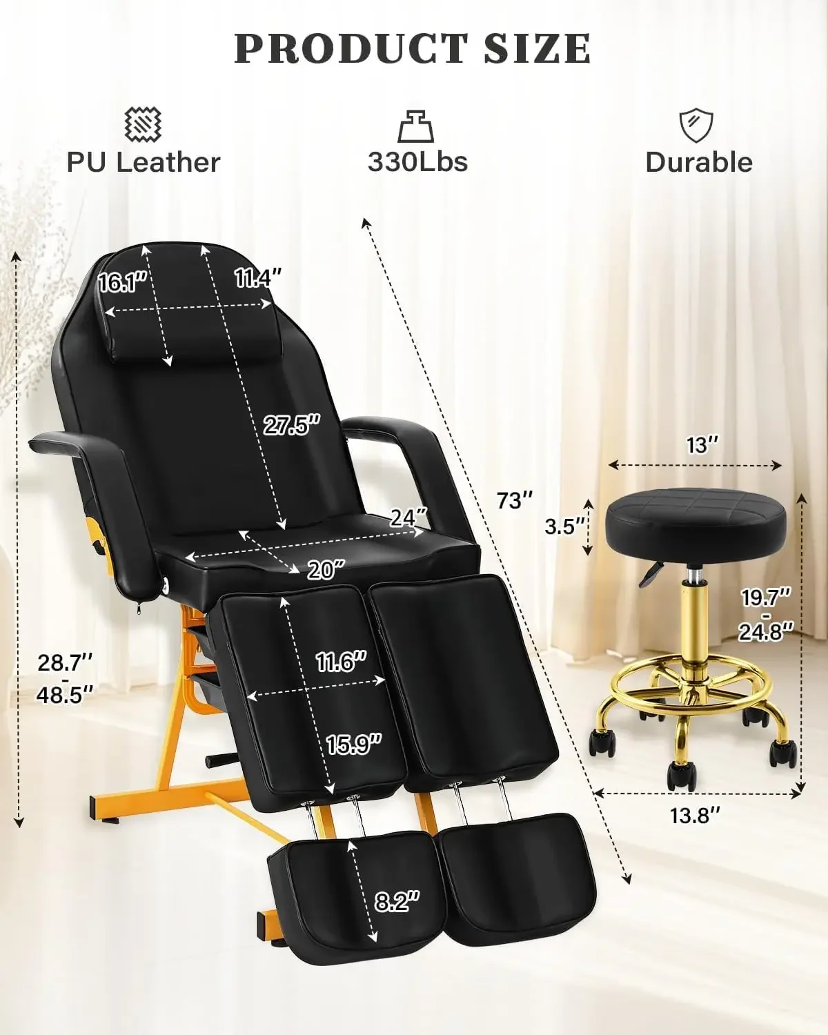 Tattoo Facial Chair Esthetician Bed For Client, Professional Facial Bed | Multipurpose Tattoo Bed Split Leg Adjustable Beauty Ma