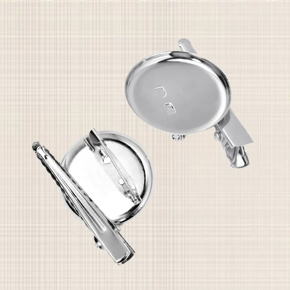 

100pcs Clip Brooch .5Cm Blank Disc Diy Jewelry Making For Cabochons Rhinestones Epoxy Clay Brooch Bezel Blanks