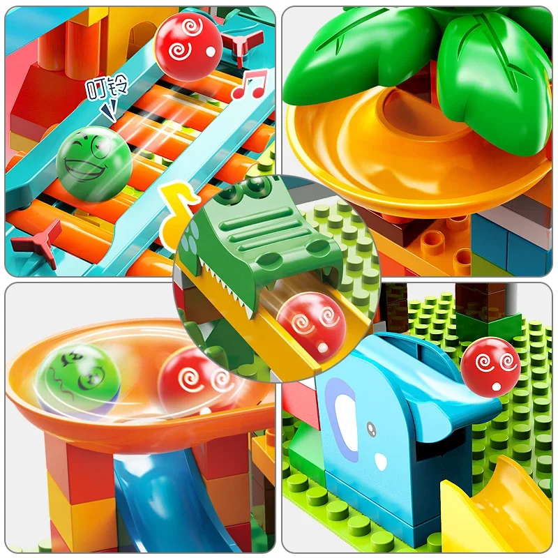 Newest Piano Marble Race Run Block Big Size Building Blocks Plastic Funnel Slide DIY Assembly Bricks Toys For Children Kids Gift