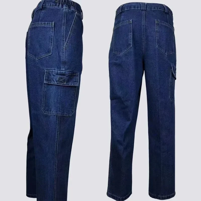سميكة عارضة ملابس العمل الجينز السراويل للرجال لحام مقاومة فضفاضة تناسب حماية الحرارة ملابس حماية العمل ملابس العمل #1