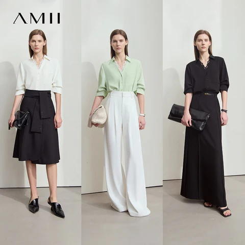 Женские летние блузки AMII Office Lady из полиэстера и хлопка
