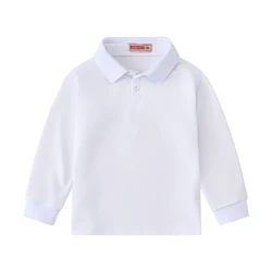 Autumn new children cute lapel long sleeve POLO shirt long sleeve T-shirt solid color Joker fresh casual shirt