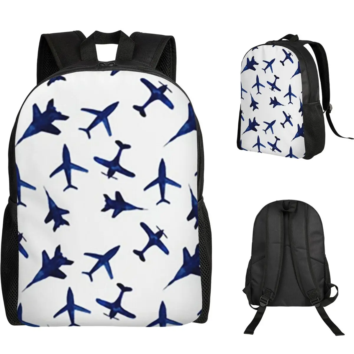 Random Airplanes Pattern Aviation Fighter Pilot Backpack Student Boys Girls BookBag School Bag Computer Shoulder Bags