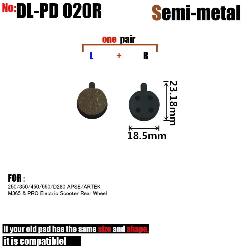 DELT 4 Pair Bicycle Disc Brake Pads,FOR ZOOM 250,350,450,550,D280,APSE,ARTEK,M365 PRO,Electric,Scooter,BIKE,part