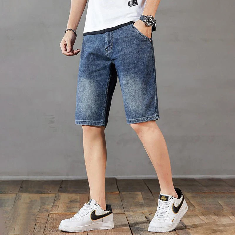 

2026 Summer New Hot Sale Stretch Lightweight Denim Short Pants Men Trend Loose Straight Leg Jeans Male Daily Breathable Slacks