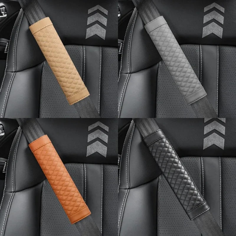 2PCS Leder bestickte weiche und bequeme Autositzgurt-Schutzhülle