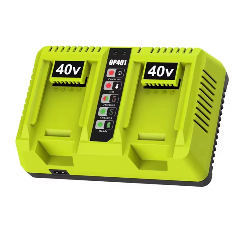 DT21 OP401 Dual Port Battery for Ryobi 40V OP4040 OP4050, EU Plug, Intelligent Safety Protection, 2A Output