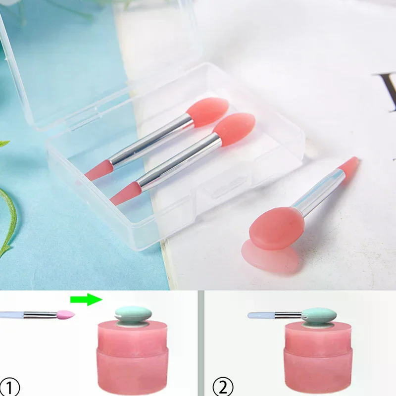 Set di 3 Pennelli in Silicone per Balsamo Labbra con Copertura Antipolvere e Ventosa, Pennelli per Trucco, Pennello per Maschera Labbra con Copertura Antipolvere Antiscivolo