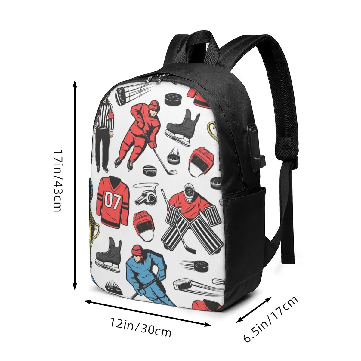 Ice Hockey Players On Rink Backpack Travel Notebook Bag Computer College Student School Bag Laptop Shoulder Bags for Men Women view 6