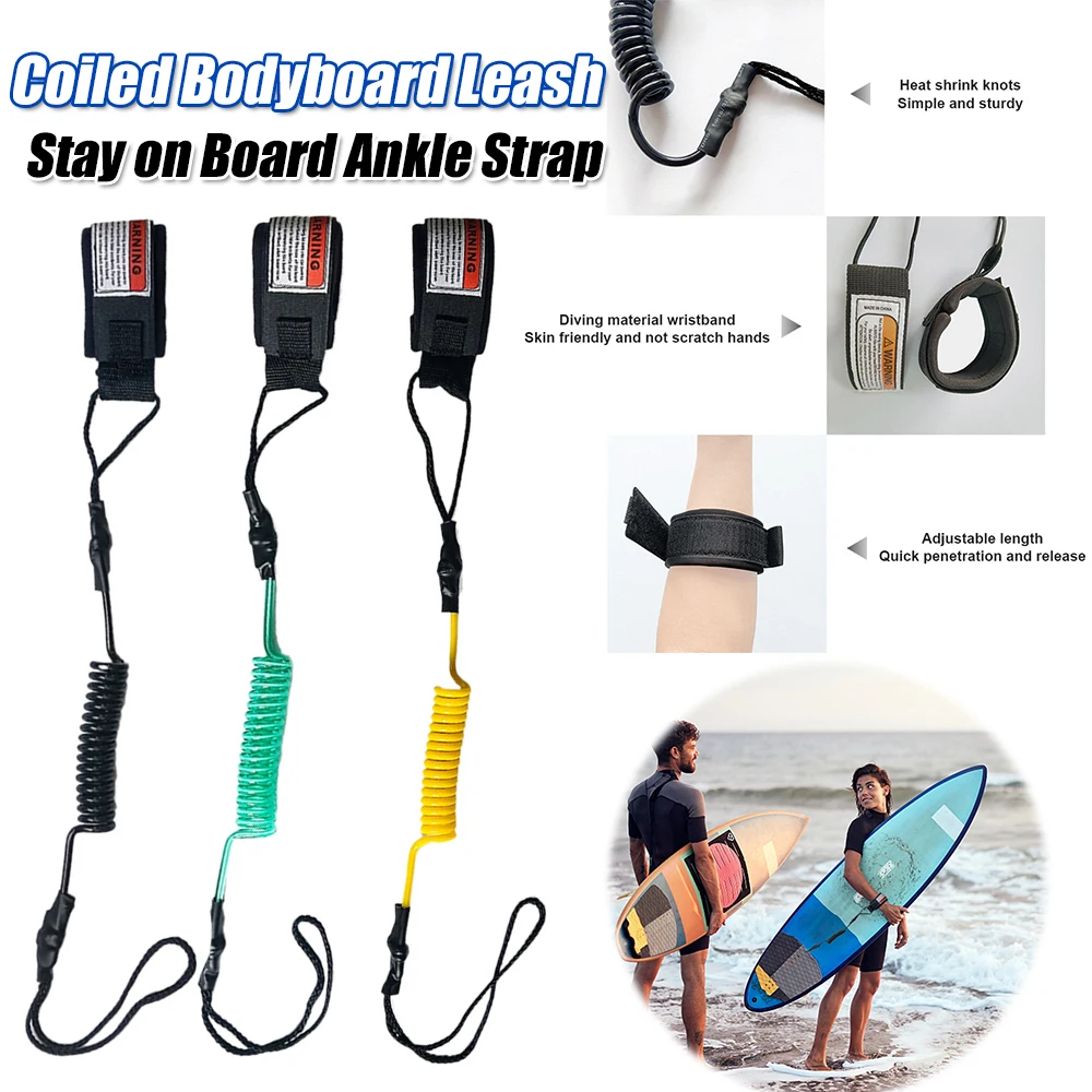 

Premium Coiled Body Board Leash TPU Stay on Board Ankle Strap Paddleboard Ankle Leash Surfing Accessories