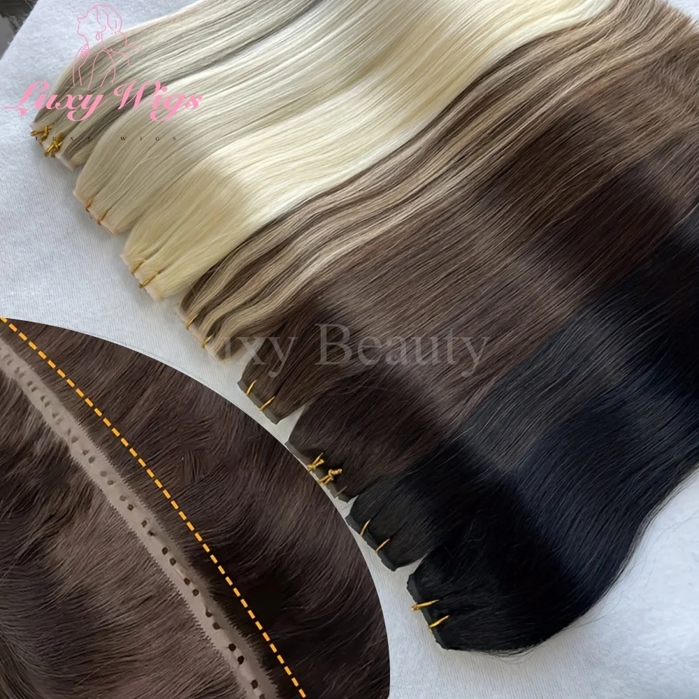 

Brown Invisible Hole Weft Human Hair Extensions Straight Twin Tab Weft Hair Natural Black Blonde XO Hole Weft Hair Extensions