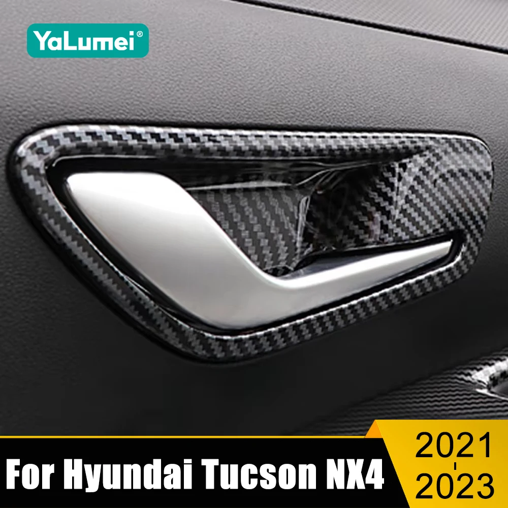 

For Hyundai Tucson NX4 2021 2022 2023 ABS Carbon Fiber Car Inner Door Bowl Case Frame Trim Cover Stickers Decoration Accessories