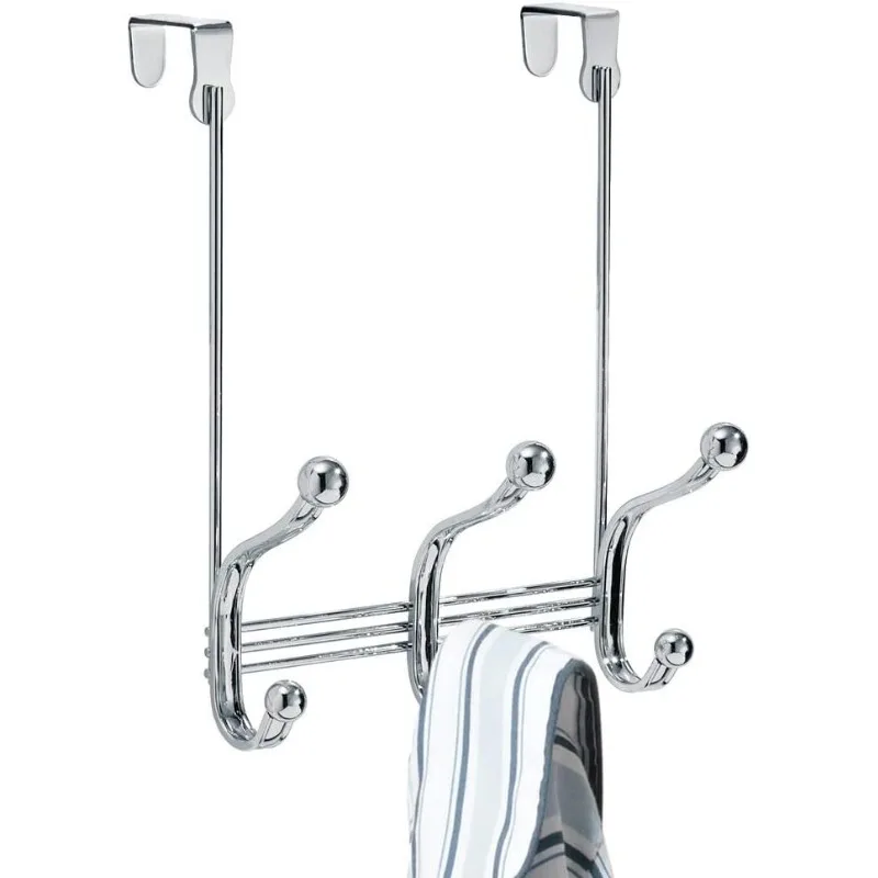 iDesign York Lyra Steel Over-The-Door 6-Hook Storage Rack - 8.38