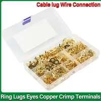 150/300/540pcs Ring Lugs Eyes Copper Crimp Terminals M3/M4/M5/M6/M8/M10  Cable lug Wire Connection Non Insulated Assortment Kit