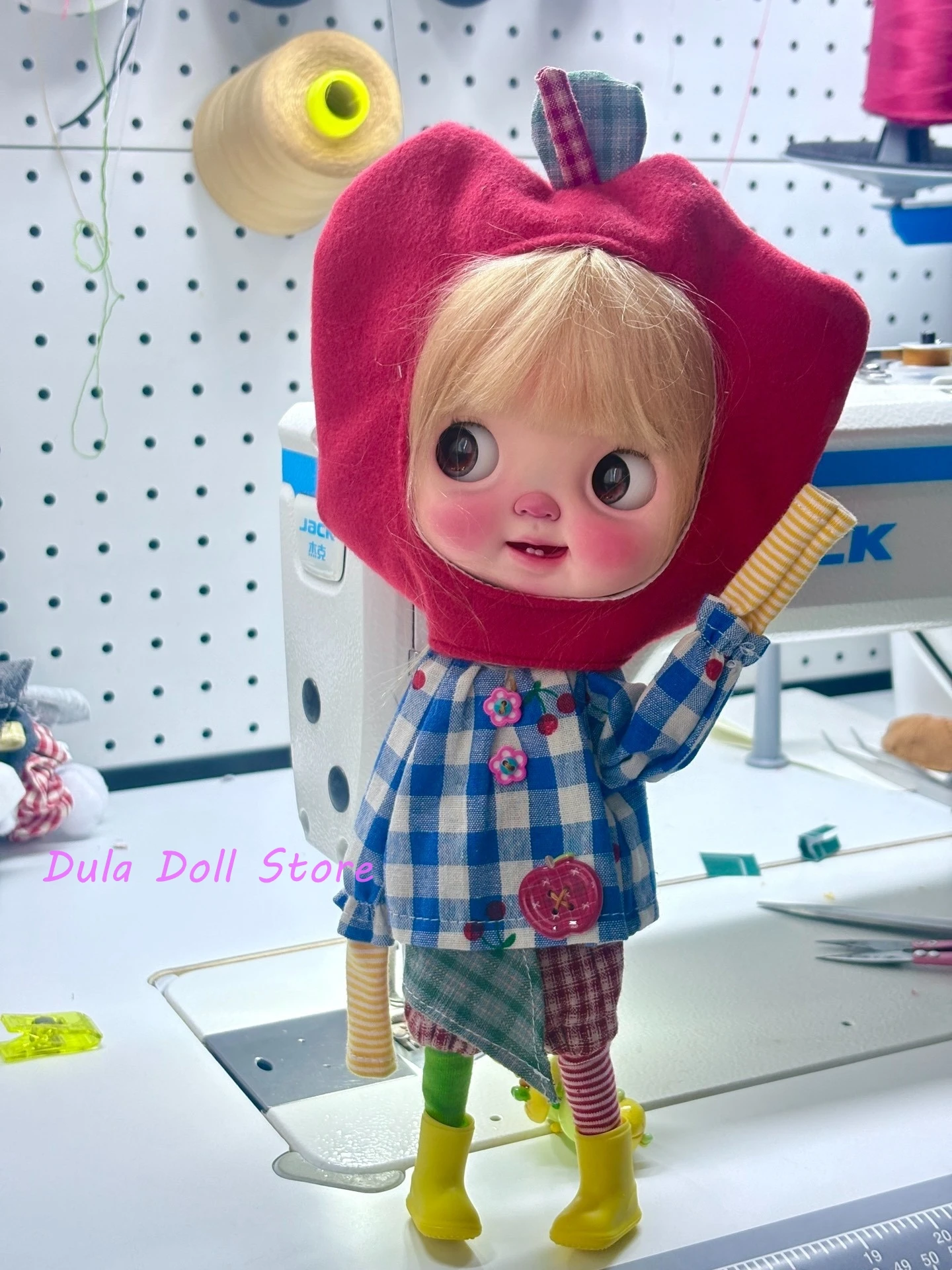 Dula Doll Clothes Dress 2026 Plaid Shirt Red Checkered Lantern for Blythe Landoudou Landazz OB24 OB22 1/6 Doll Accessories
