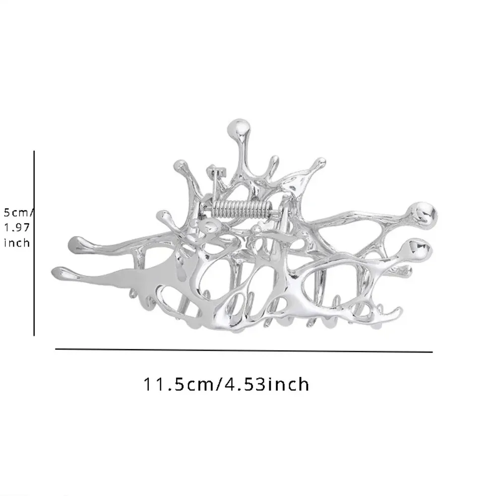 Korean Fashion Y2k Geometric Claw Clips Silver Color Metal Grab Clamps Hair Accessories Large Hair Updo Clamp Girl