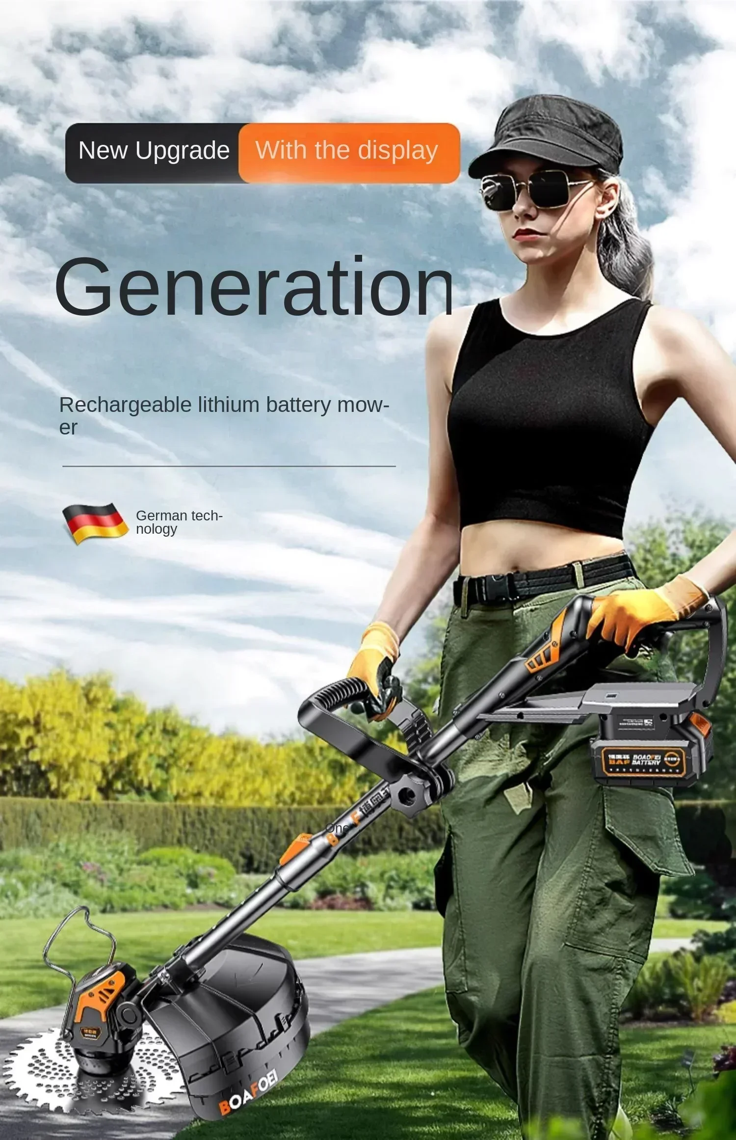 

110V/220V Electric Lawn Mower, Small Household Grass Trimmer, Charging Lawn Edger, Multi-functional Brush Cutter C