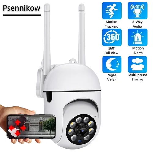 Imagen 1 del producto Cámara de seguridad A7 de 8mp, aplicación inalámbrica HD, IP, visión nocturna en color interior/exterior, Audio bidireccional 360 °   Color nocturno del monitor del bebé