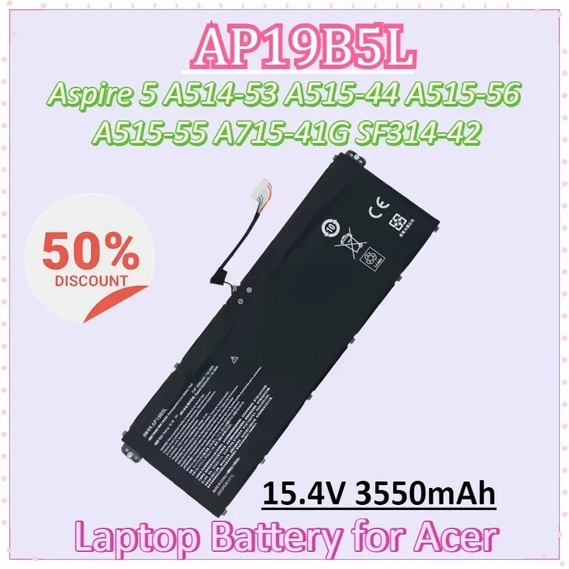 

AP19B5L 15,4 В 3550 мАч Аккумулятор для ноутбука Acer Aspire 5 A514-53 A515-44 A515-56 A515-55 A715-41G SF314-42 серии KT.00405.010
